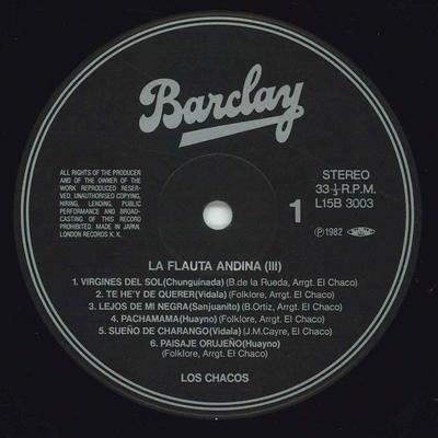 Виниловая пластинка LOS CALCHAKIS La Flauta Andina III L15B3003 BARCLAY Япония Obi World Music Б/у