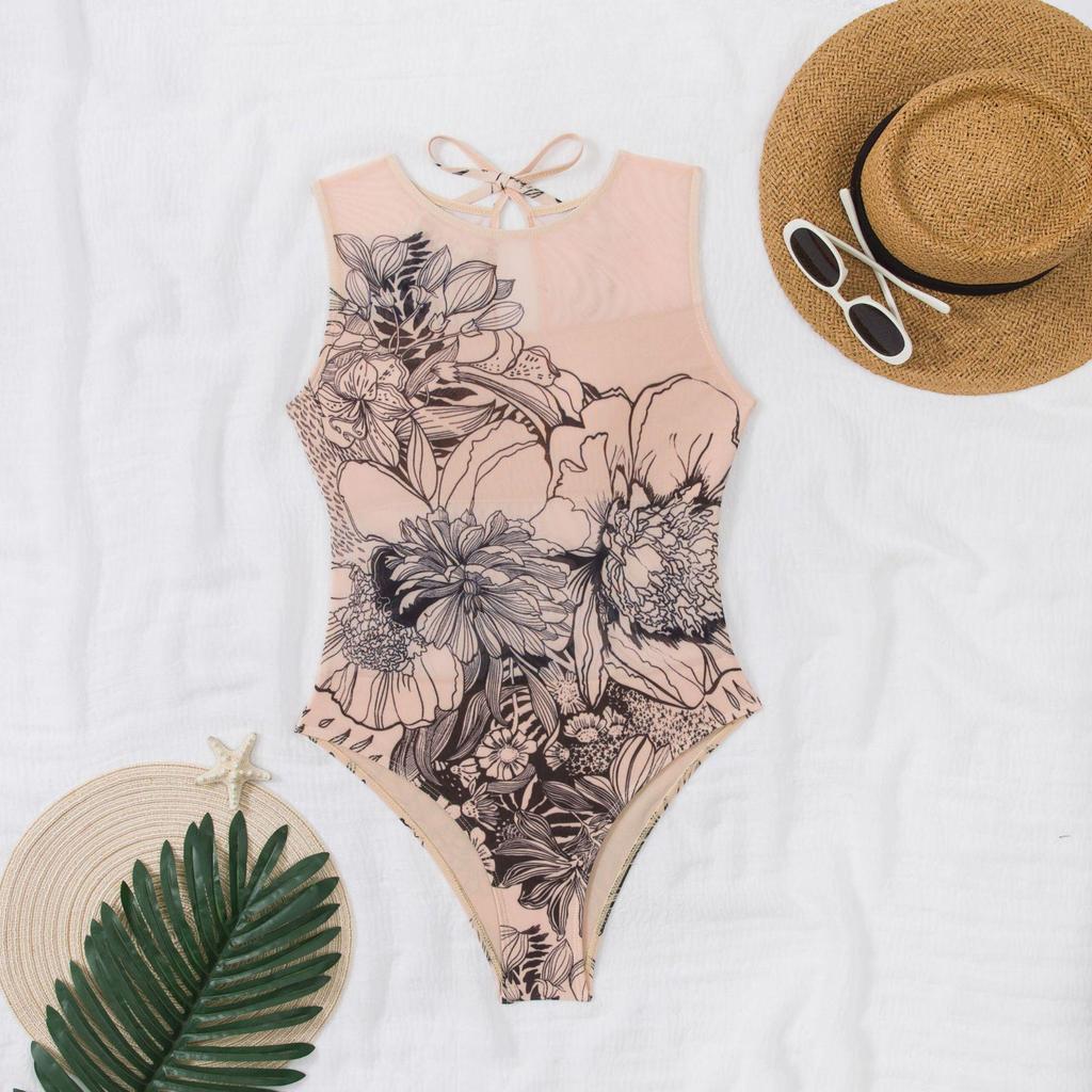 Женский многоцветный сетчатый купальник с длинным рукавом для защиты от солнца