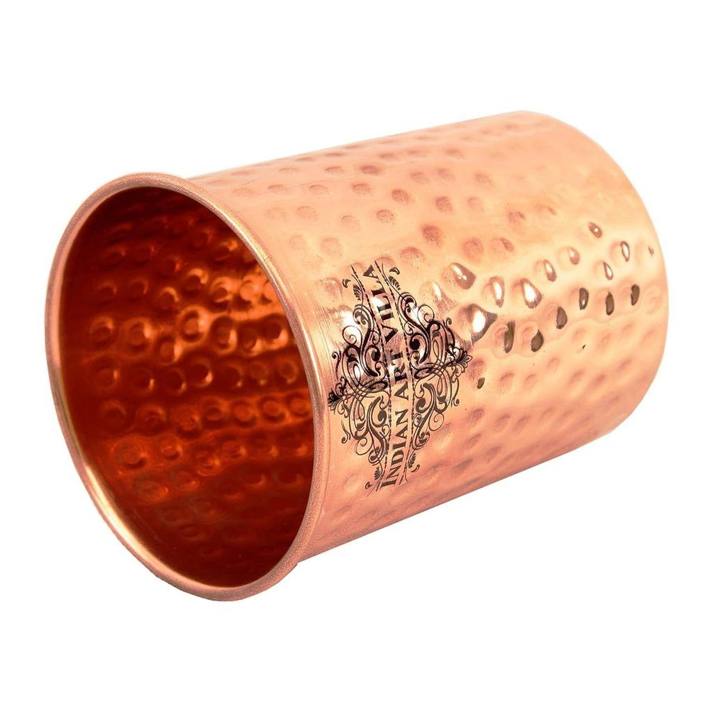 Набор медной посуды ручной работы, кованый дизайн, 1 бутылка и 2 стакана с подарочной коробкой, подарок на Дивали, бутылка - 750 мл и стакан - 300 мл