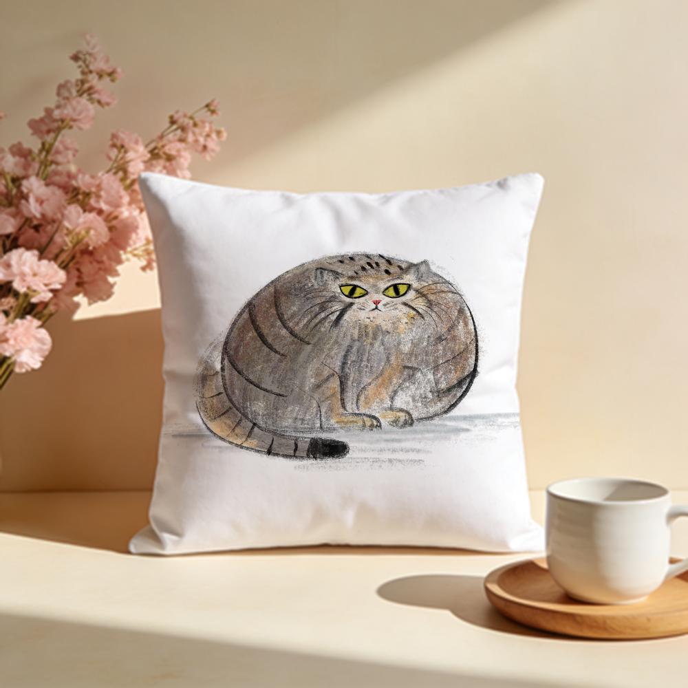 Fluffy Pallass Cat Cushion Cover Soft Pillow Cases for Home Bedroom Living Room Sofa