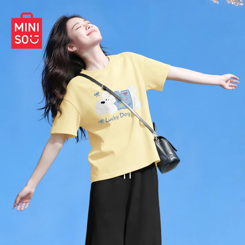 MINISO Женская хлопковая свободная футболка с коротким рукавом