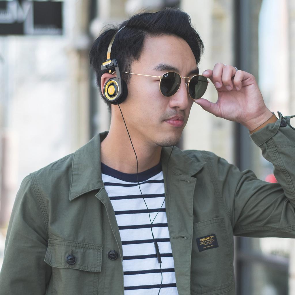 Koss Porta Pro Limited Edition Black Gold Headphones with Inline Volume Touch Hard Carrying Wired with Black and On-Ear Mic, Control, Remote, Case,