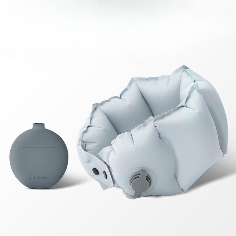Neck Scarf Inflatable U-shaped Pillow with Inflatable Pot Inflatable Pillow Portable Storage Travel Neck Pillow