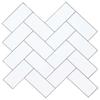 Herringbone Tile 10 pcs White Grey 30 x 30 cm