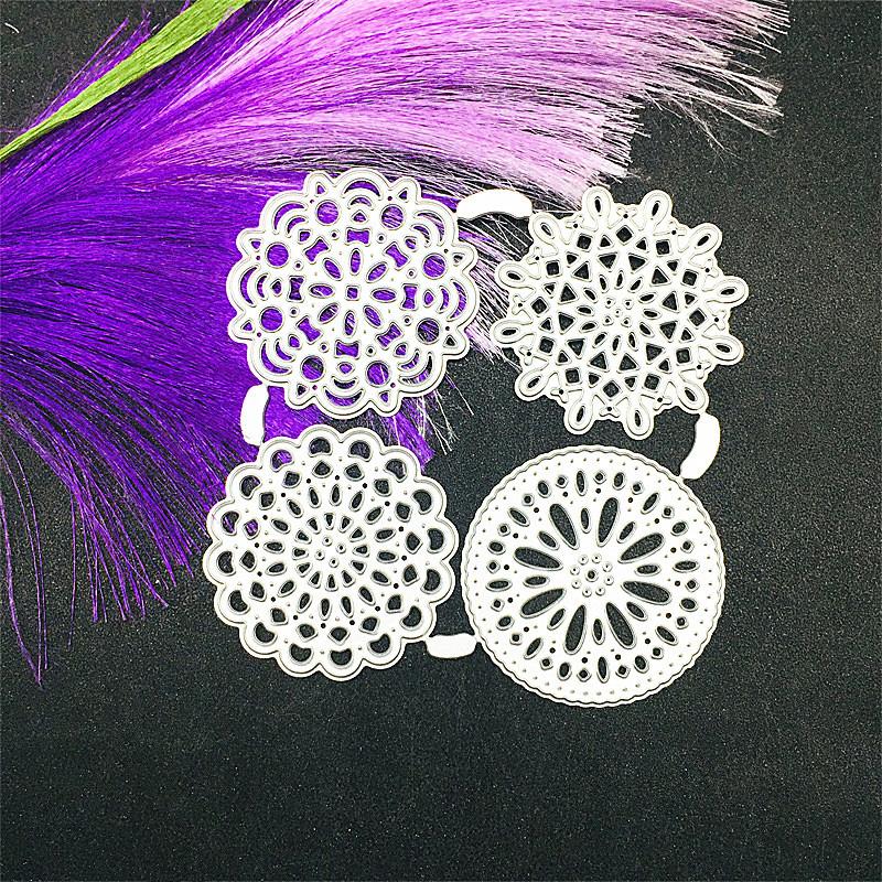 Four-piece Lace Circular Design Style Metal Cutting Dies DIY Scrapbooking Embossing Stencil Paper Craft Album Template