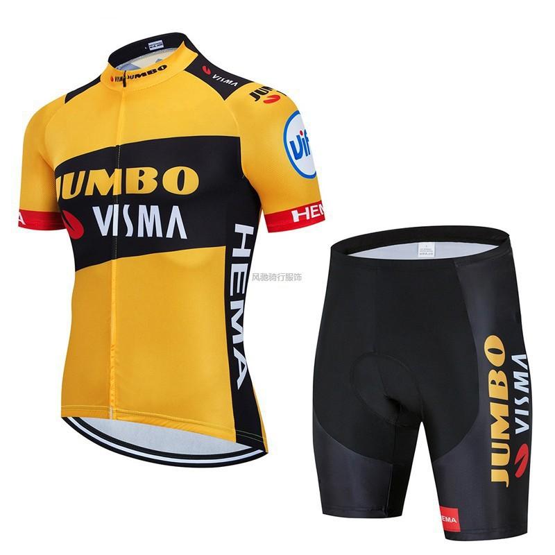 Jumbo-Visma Cycling Jersey Set Short Sleeve Mountain Road Bike Apparel Breathable Quick-Dry Unisex