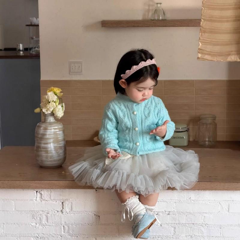 Baby Girl Knit Cardigan Tulle Skirt Set 2026 Fall Cute Toddler Outfit