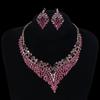 3Pcs Purple Necklace Earring Set Luxury Crystal Jewelry Set Fashion Stud Earrings Choker Set Women