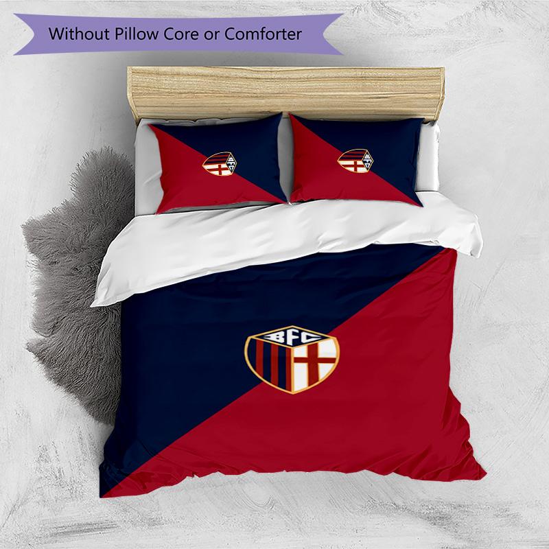 Bologna FC Printed 3PCS Bedding Set Breathable Duvet Cover with Pillowcases Decorative Bed Linen for Bedroom Home