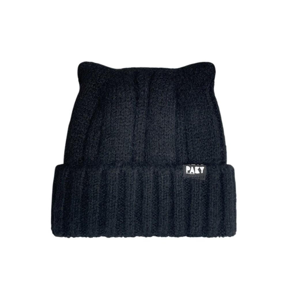 Шапка с кошачьими ушками Y2k Ветрозащитная женская шапка-бини Модная вязаная шапка-пуловер для девочек