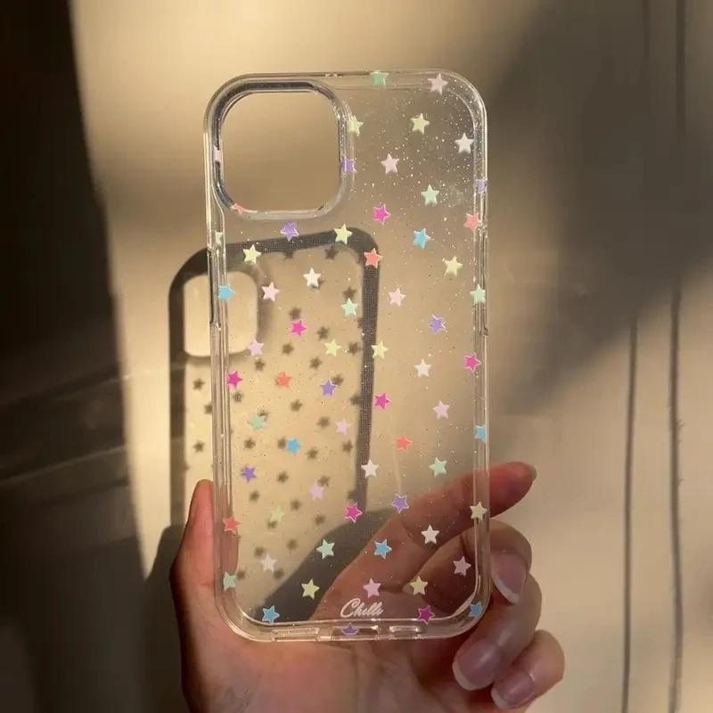 Яркий Звездный Граффити Блестящий Чехол Для Телефона Для iPhone 17 16 15 14 Pro Max 13 12 11 XS X 16E 7 8 Plus Прозрачная Ударопрочная Крышка