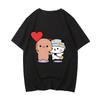Kawaii Bear Panda Bubu And Dudu T Shirts Holding Hands With Love Balloon Print Tee-shirt 100% Cotton Tshirt Oversize Boys/Girls O-Neck  Tees Fashion
