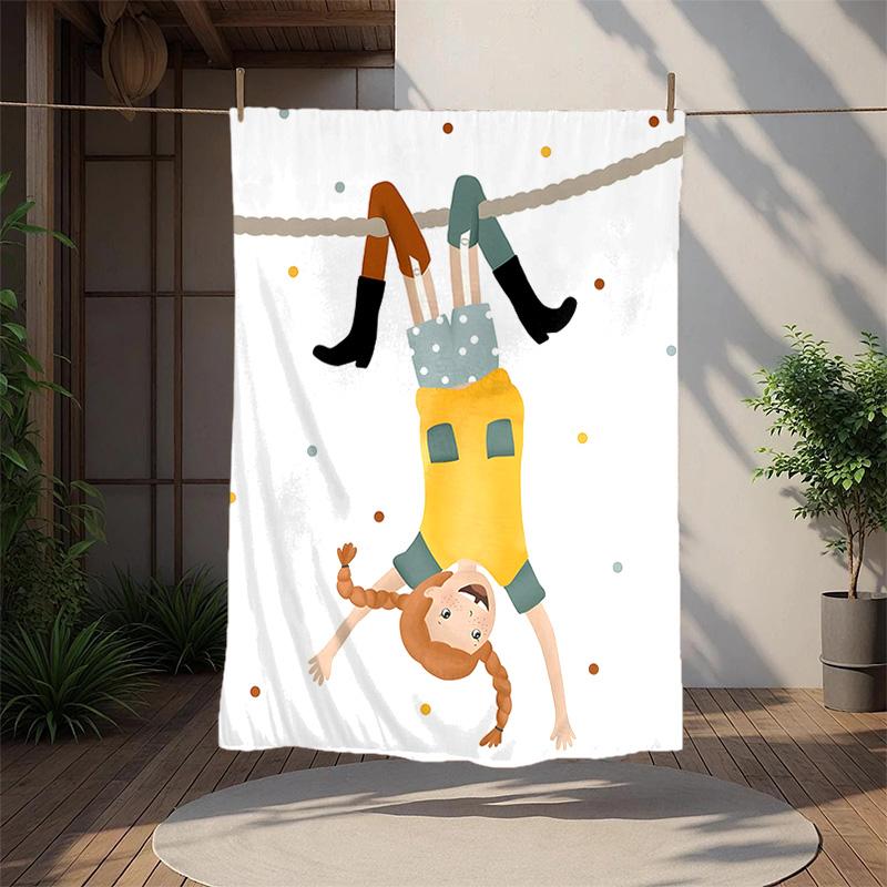 Pippi Flannel Blanket Soft Warm All-Season Throw, Design for Camping, Car Travel, Hiking Sofa, Bed, Office Perfect Gift for Parties