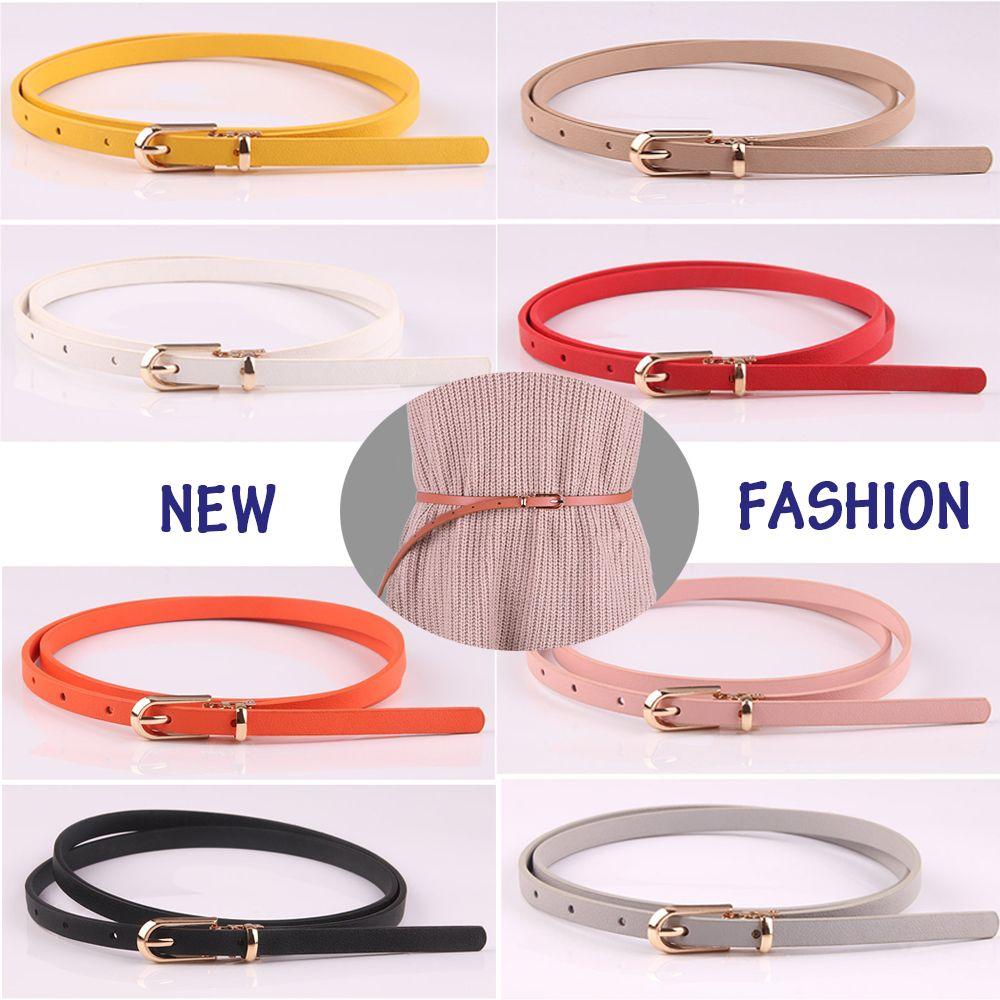 Fashion Candy Color Graceful Faux Leather Belts Dress Strap Thin Skinny Waistband Adjustable Belt