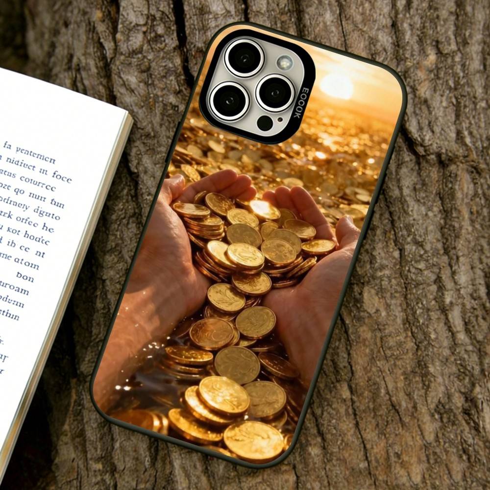 Gold Coins and Cash Phone Case For iPhone 17,16,15,14,13,12,11 Plus,Pro Max,XS,Colorful Silver Black Cover