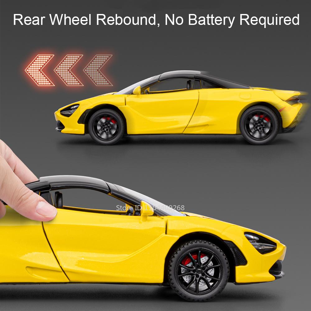 1:Масштаб 32 720S Senna Модель автомобиля Игрушка Металлическая литье под давлением Резиновые шины Изысканный интерьер Модели суперкаров Инерционный Механизм Дети Игрушки