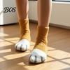 Thermal Sleeping Socks Cute Cat Paw for Women, Winter Fuzzy Socks, Cozy Soft Plush Essential Autumn Animal Slipper Warm Coral Fleece Velvet Bed