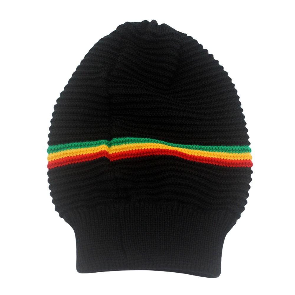 Striped Color Jamaica Knitted Hat Beanies Pullover Skull Caps Weaving Reggae Hat  Winter Autumn