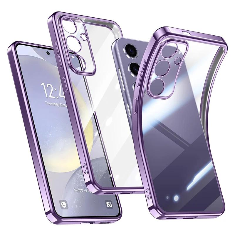 Прямой чехол с мягким силиконовым покрытием для Samsung Galaxy S24 S23 S22 S21 Ultra FE Plus, чехол для Samsung S 24 23 22 21 + Edge Capa