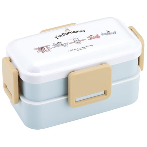 Skater Bento Box, Doraemon Sky Walk, Sanrio Design, 600ml, Antibacterial, Soft Filling, Dome-Shaped Lid, Two-Tier, Women's, Made in Japan, PFLW4AG-A