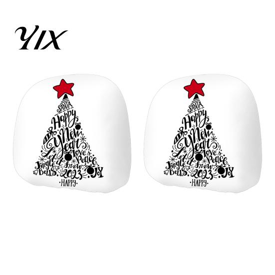 Festive Holiday Car Supplies 2Pcs Christmas Headrest Covers, Elastic Printed Head Rest Cover, Universal Fit Case Funny Auto Pillow Protector for Cars,