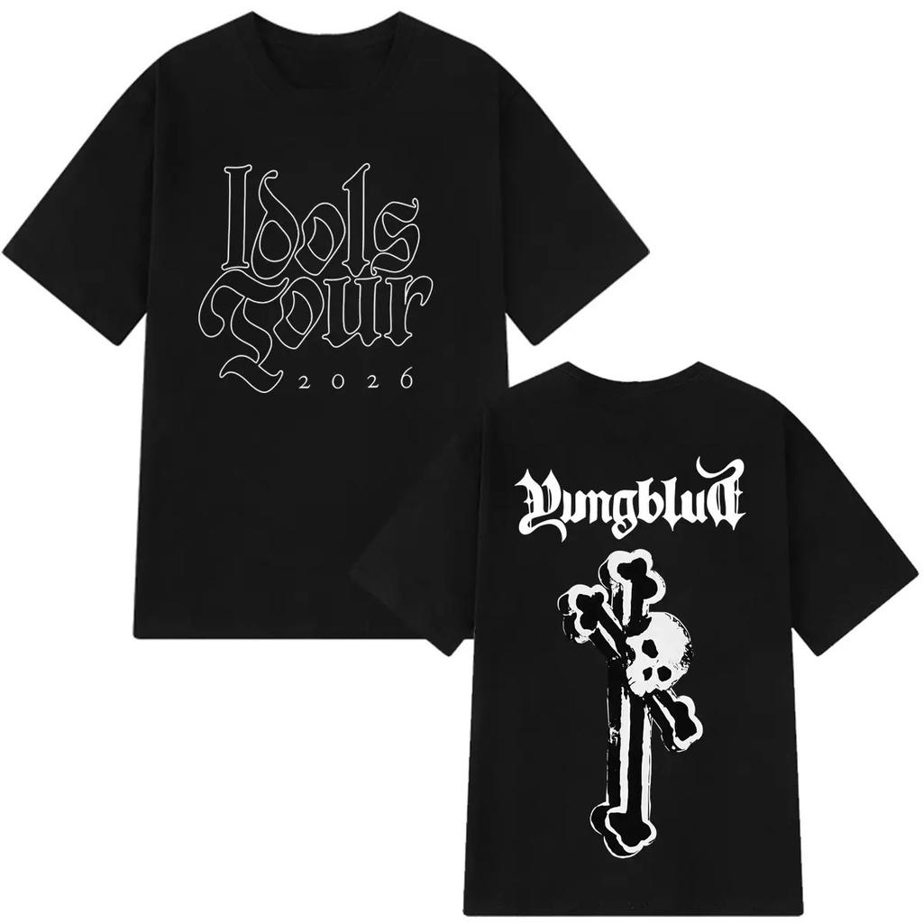 Loose Cotton Casual Tshirts Singer Yungblud IDOLS Tour Graphics Tees Unisex Women Hiphop Oversized Tshirts Shortsleeved