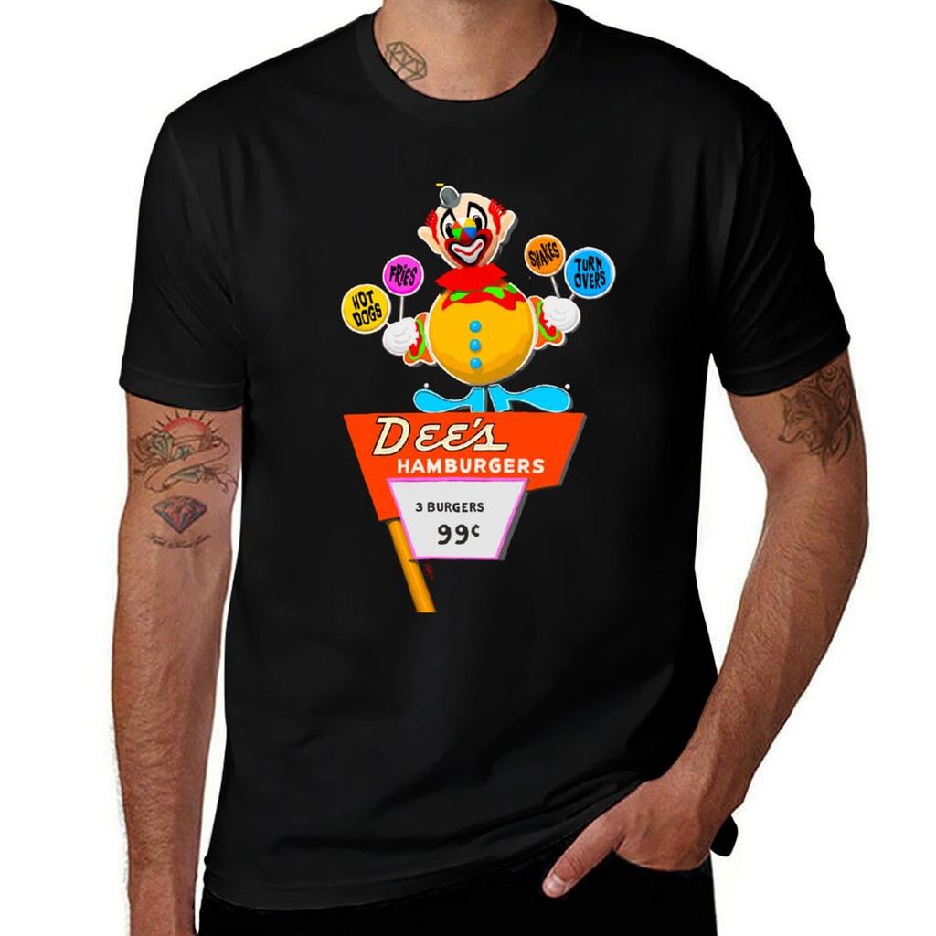Vintage Dees Burger Clown Sign Tshirt Plus Size Gym Sports Tshirt