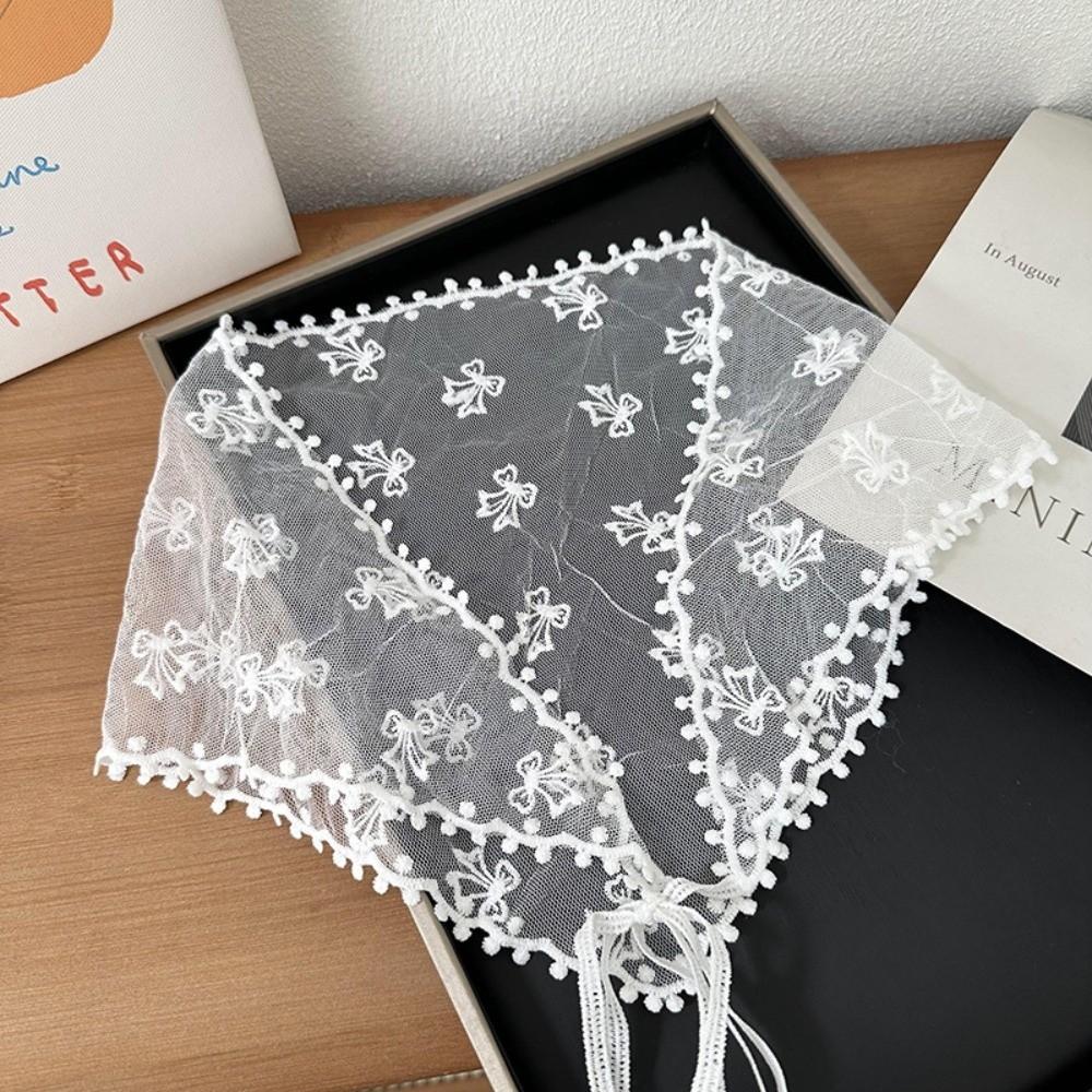 Floral Lace Hair Scarf White Triangle Scarf Countryside Headscarf Women Accessories