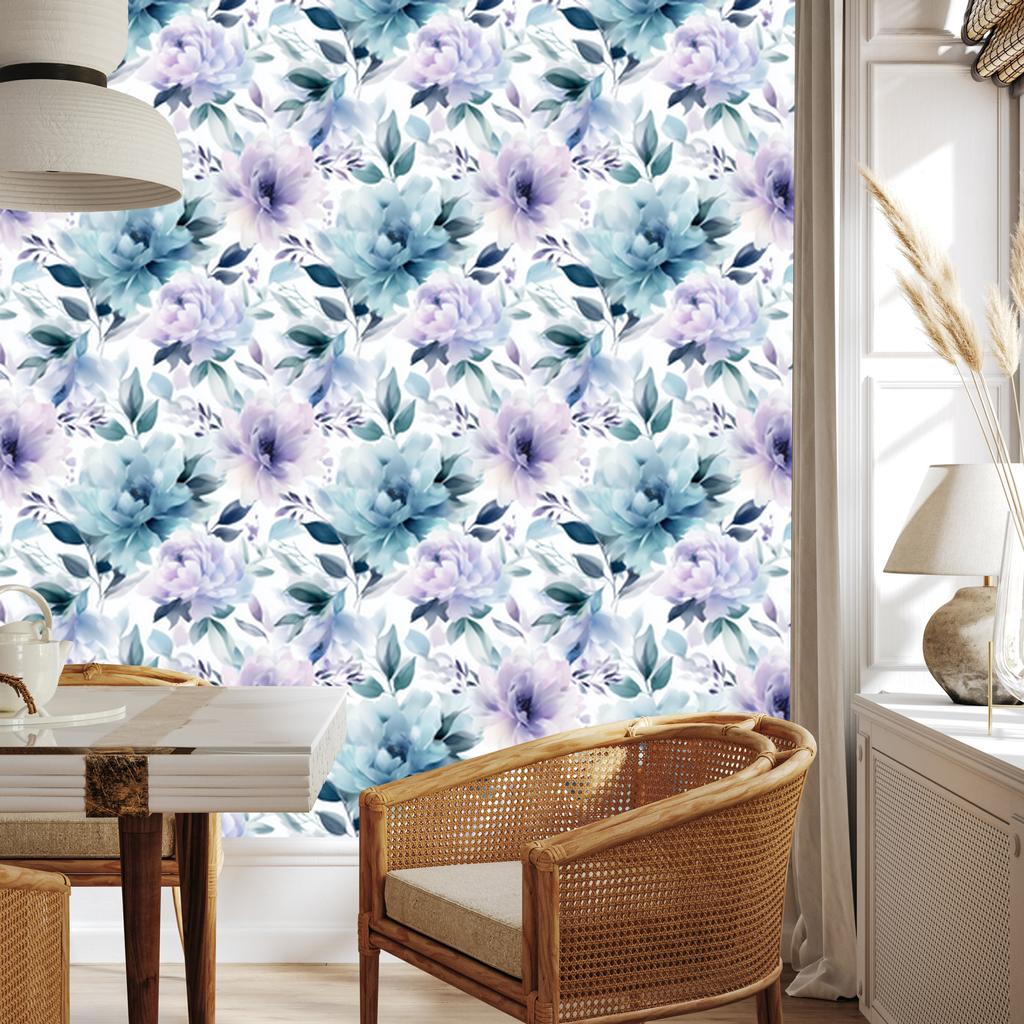 Wallpaper Background white, blue and light gray for the living room and bedroom 50x1000