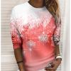 3D Print Green Snowflake Tshirts Ladies Tops Long Sleeve O-neck Pullover Femme T-shirts T Shirt For Women