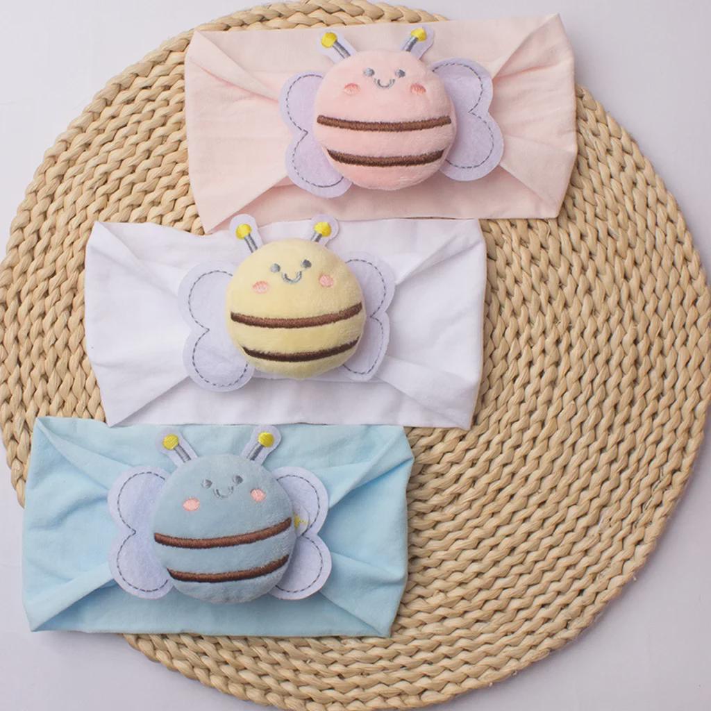 Новая детская нейлоновая повязка на голову: Дизайн пчелы в сплошном цвете для милых девочек