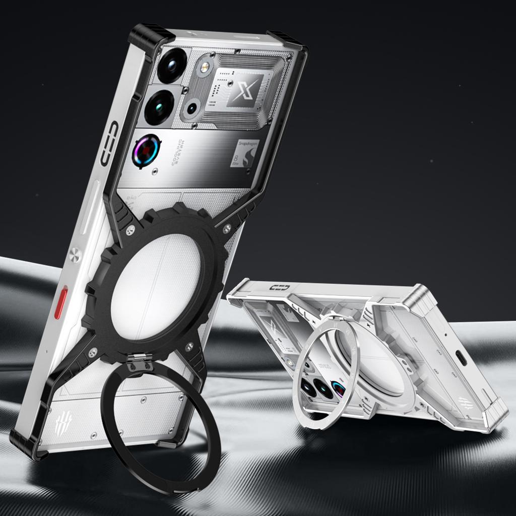 For ZTE Nubia Red Magic 10 Pro+ 5G/10 Pro 5G Case Magnetic Kickstand Aluminum Alloy+PC Bumper Phone Cover Heat Dissipation