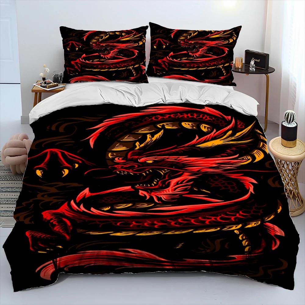 3D Retro Dragon Printed Bedding Sets Exquisite Bed Supplies Set Duvet Cover Bed Comforter Set Bedding Set Luxury Birthday Gift