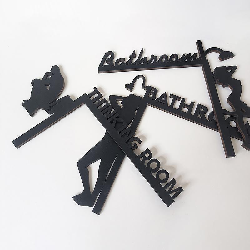 Modern Toilet Door Sign Thinking Room Wall Mounted Sculpture Home Decor Artwork Decorative Door Frame Pendant