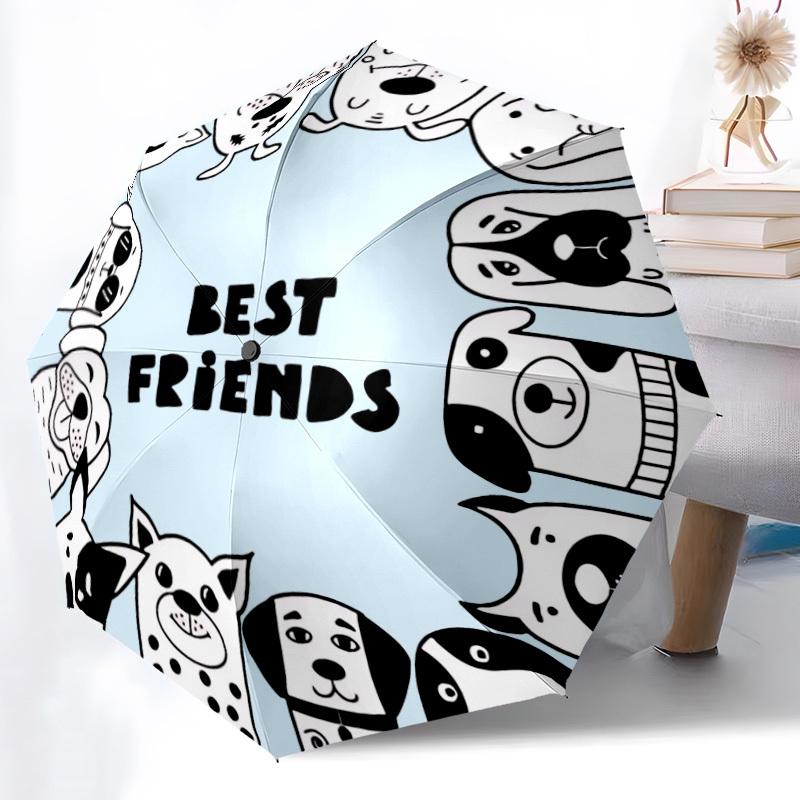 1pc Dogs Friendship Automatic Open/close Umbrella, 8-Rib sturdy structure, Auto Folding/Opening, Portable Travel Umbrella for Women,182