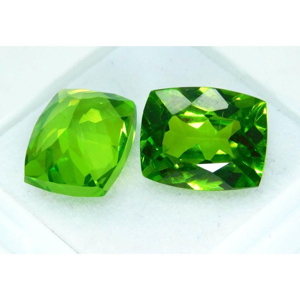 19.00 Ct NATURAL A+ Quality Green PERIDOT Cushion Cut Gemstone Pair