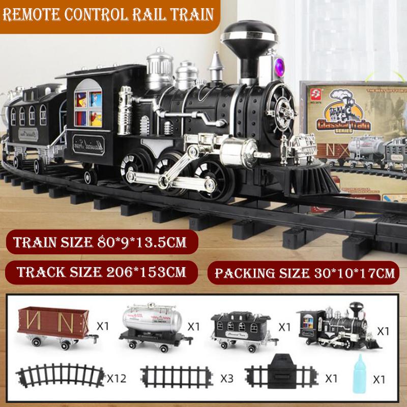 New Children Electric RC Train Railway Toys Simulation Of Track Programming Classical Steam Christmas Train Children Gift