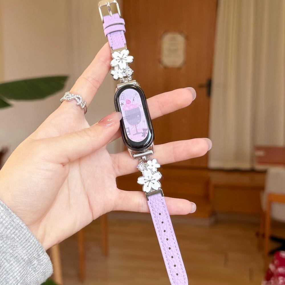 Кожаный ремешок с бриллиантами для Xiaomi Mi Band 10 9 8 Браслет для Xiaomi Mi Band 8 9 Pro/Redmi Watch 4 5 6 NFC Спортивный ремешок