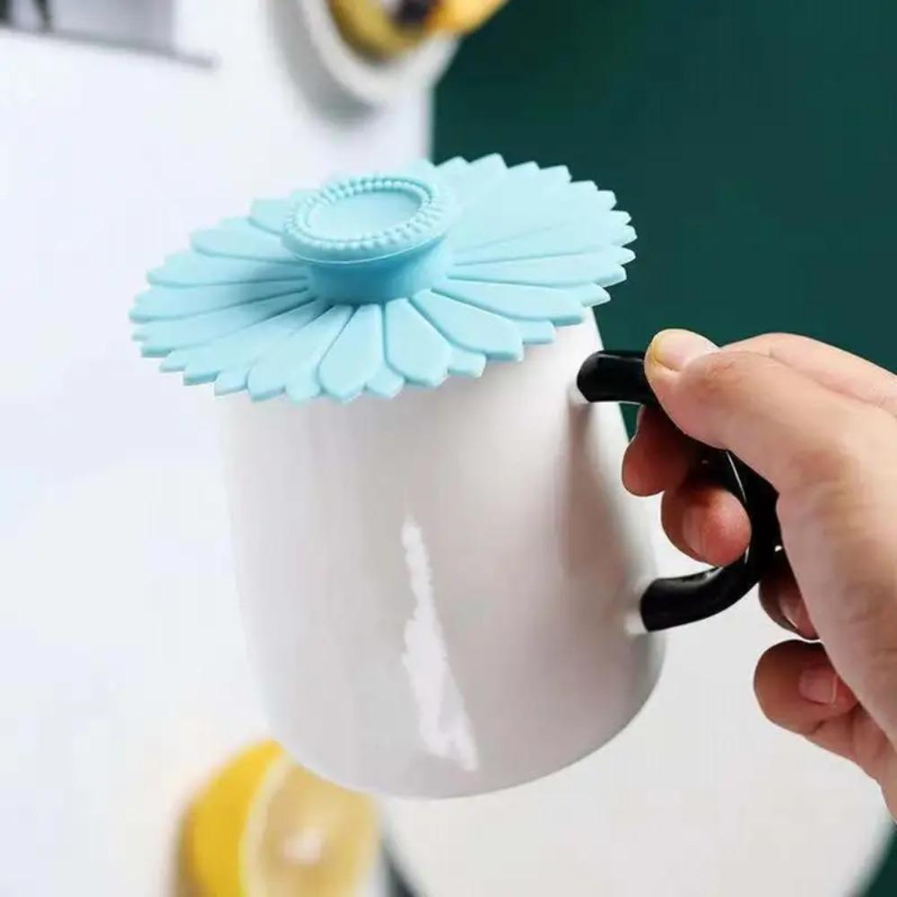 Sealed Sunflower Silicone Cup Lid Seamless Coffee Mug Lids Drinkware Cup Cover Glass