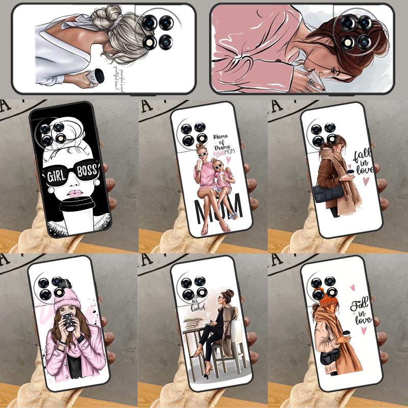Princess Female Boss Coffee Cover For OnePlus Nord 4 CE 2 3 Lite N30 N20 N10 OnePlus 13 12 11 10 Pro 8T 10T 12R 13R Case