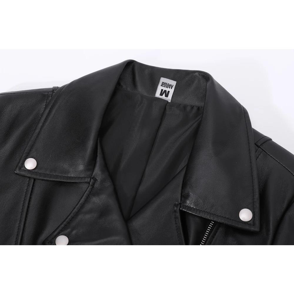 Maplesteed 100%Soft Sheepskin Women Leather Jacket Long OVERSIZE Female Natural Skin Coat Autumn Plus Size Bust 92-116cm M486