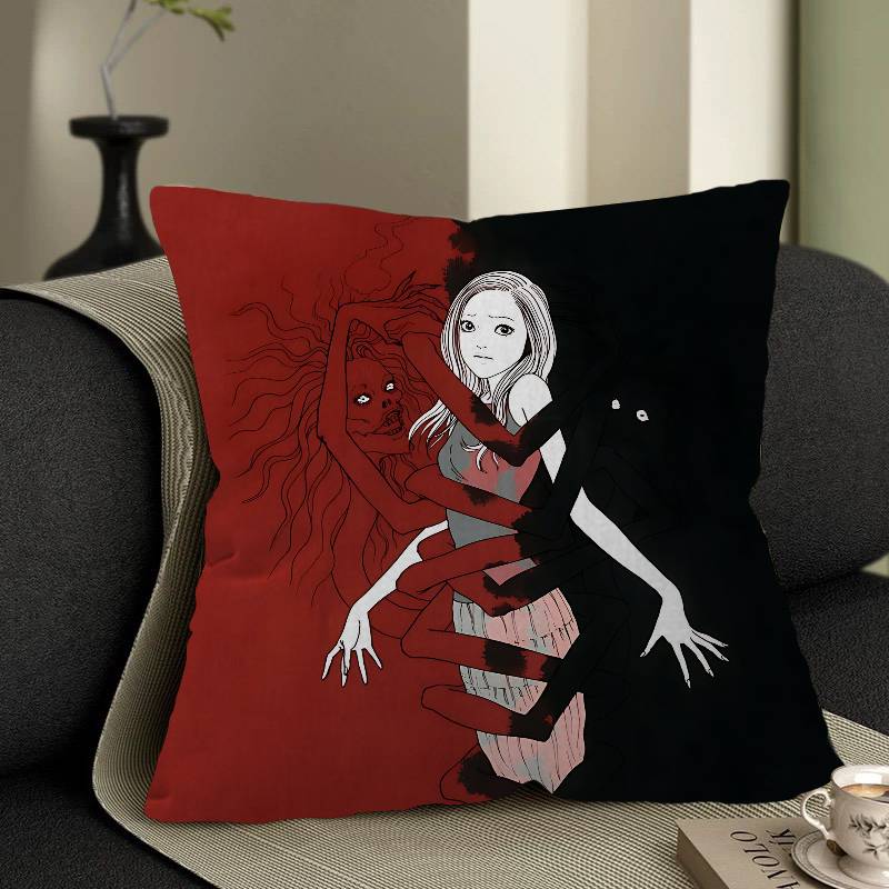 Junji Ito Kawakami Tomie Cushion Cover Polyester Sofa Cushions Decorative Throw Pillows Home Decoration Pillowcover