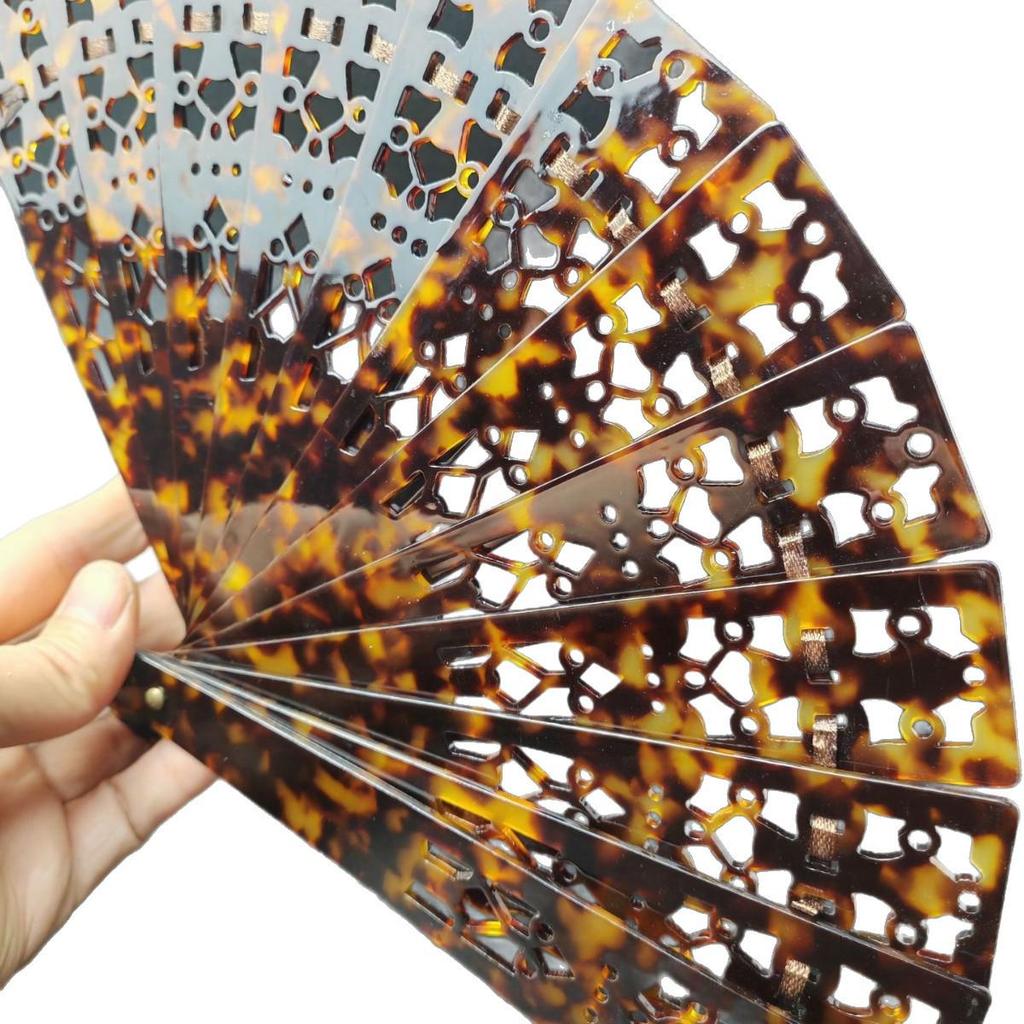 Ручной работы макраме складной веер с ажурной резьбой, дизайн «имитация шляпы», на заклепках, длина 20 см