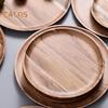 Wooden Cake Platter & Fruit Tray Circular Decorative Coffee Table Tray with Raised Edges Kitchen Serving Platter for Parties