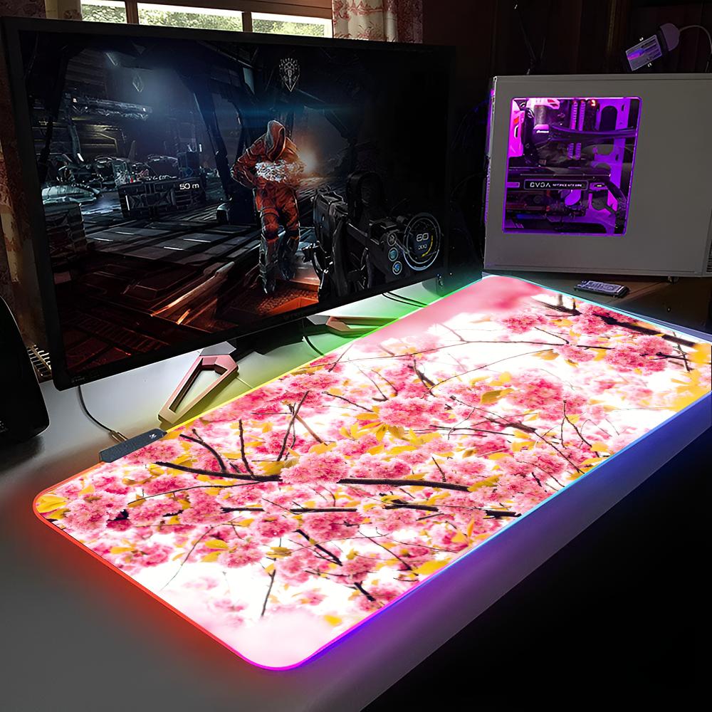 Коврик для мыши «Цветение сакуры» Коврик для мыши с RGB-подсветкой Коврик для мыши для ноутбука Коврик для мыши для геймера ноутбука Игровые аксессуары для компьютерного стола