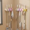 Wall Mounted Macaron Mop Clip Self Adhesive Broom Storage Clip Macaron Mop Holder  for Bathroom