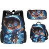Detective Conan Anime Backpack Set Kids 3-Piece School Bag Crossbody Pencil Case Waterproof Cute Cartoon Design