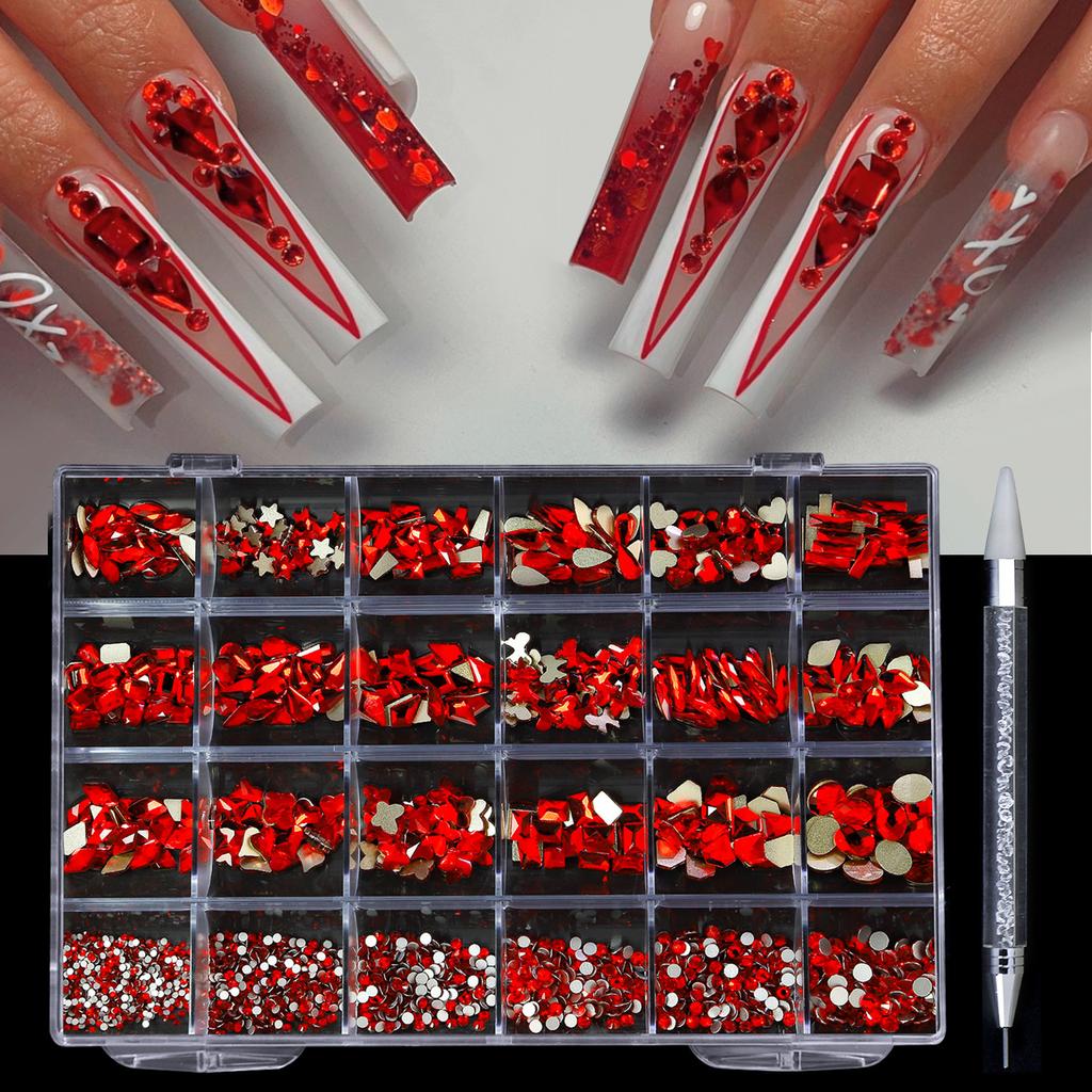 24 Grid Nail Art Diamond Box Special-Shaped Diamond Nail Jewelry Nail Art Set
