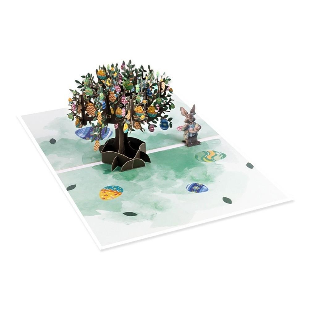 Складная 3D Pop-up Пасхальная открытка Бумажное искусство с конвертом Пасхальные поздравительные открытки Пригласительная открытка Ручная резка Кролик Яйцо Подарки Открытка