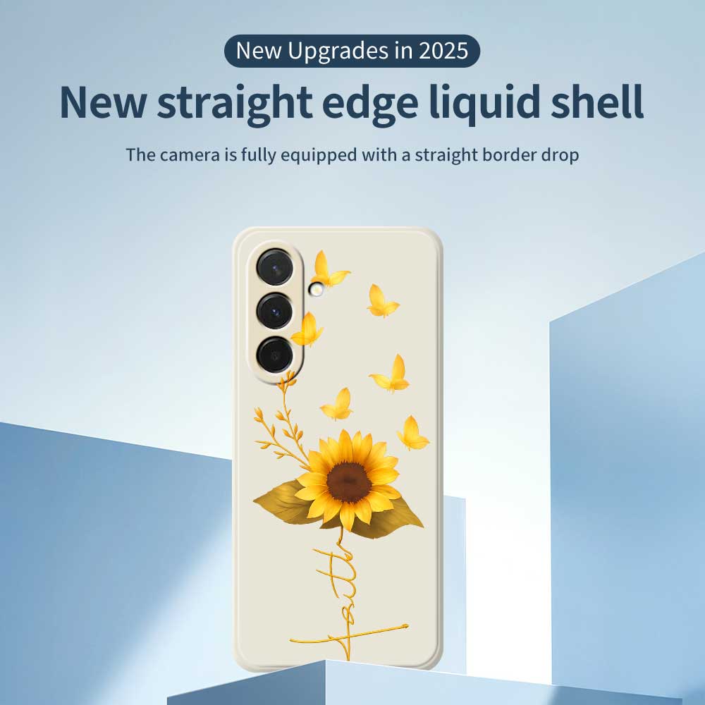 For Samsung Galaxy A36 5G Case Golden Butterfly Sunflower Pattern Printing Straight Edge TPU Phone Back Cover